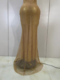 Sexy Halter Sparkly Diamonds Golden Mesh Sequins Maxi Long Dress Women Elegant Evening Party Birthday Luxury Wedding Guest Gown