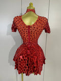 Sparkly Sequins Bodysuit Short Dress Women Sexy Nightclub Dancer DJ Stage Performance Wear Luxury Birthday Party Festival Outfit