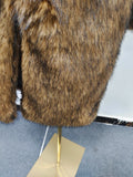 Luxury Patchwork Imitation Fur Mid Length Coat for Women Lapel Long Sleeve Spliced Pocket Loose Winter Coats Female