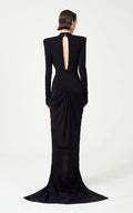 Women Long Sleeve Sexy Deep V-Neck Shinning Beading Bodycon Floor-length Dress Celebrate Evening Party Prom Cocktail Outfit