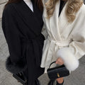 Fox Fur Woolen Coats Women's Short Coat Office Lady Removable Elegant Double-sided Wool Overcoat 2026 New Cardigan Jacket