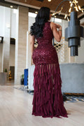 Sexy Sparkly Sequin Patchwork Bodycon Dresses for Woman Ruffle Tassel Dress Female Party Clubwear Long Birthday Outfits