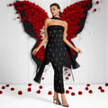 Fashionable Off -the-shoulder Diamond Bead Maxi Dress For Woman Sexy Strapless Backless Celebrity Sparkly Evening Party Gowns