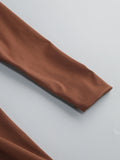 Women Brown Beaded Corset Design Maxi Dress V Neck Long Sleeves Waist Cinching Slim Dresses Fashion Evening Party Gowns