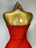 High Quality Strapless Beading With Necklace Bandage Dress  Celebrity Elegant  Evening Party Fancy Club Birthday Dresses