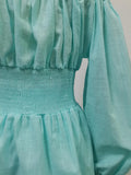 Two Piece Set for Women Square Collar Lantern Sleeve Patchwork Lace Up Slim Top High Waist Shorts Sheer Suit Female