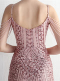 2025 Sequin Long Strap Evening Dress Party Etiquette Celebration Robe Dress Sleeveless V-neck Robe Sexy Gowns Maxi Dress