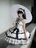 Olivegirl Lolita Dresses New Chinese Style Flower Print Lace Patchwork Sweet Bow Appliques Short Spaghetti Strap Dresses