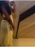 Sexy Yellow Chiffon Halter Maxi Dress Lady Chic Hollow Out Backless Lace Up Sleeveless See Through Robe Female Spring Party Wear