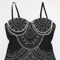 Women's Pearl Beading Rhinestone Sequin Dress Sexy Party Club Night Formal Evening Dress Hot Drilling Birthday Outfits