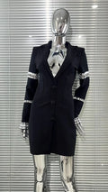 Rhinestone Sleeves Glam Low Cut Suit Collar Black Dress Fashion Party Dinner Stage Performance Gown Vestidos Para Festas De Luxo