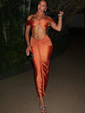 Braid New Trend 2 Piece Set Women Beach Y2K Sexy Crop Tops+Patchwork Wrap Skirt Party Elegant Vacation Slim Clubwear