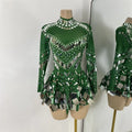 Luxury Sequins Long Sleeve Mini Dress Women Sexy Spandex Performance Dance Costume Party Celebrate Night Club Stage Outfit