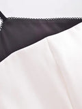 Hit Color Slimming Tube Top for Women Square Collar Sleeveless Spliced Lace Edge Backless Temperament Vests Female
