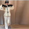 Ski Parkas Coat Jacket Women Zipper Belts Thicken 2025 Winter Skiing Cotton Lapel Snow Female Skiwear Outdoor Street Outwear Top