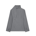 V Neck Fitted Waist Large Lapel Women Blazer Button Front Tailored Blazer With Detachable Neck Scarf Long Sleeve Casual Jackets