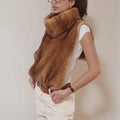 High Neck Animal Deer Print Faux Fur Vest Female Sleeveless Asymmetrical Hem Cape Coat Casual Fashion Women's Outfits 2026 New