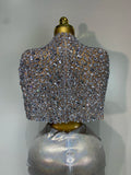 Sparkly Diamond Shawl Top And Long Dress Two Pieces Set Women Evening Birthday Party Photo Shoot Sexy Sparkly Stage Costumes