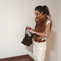 High Neck Animal Deer Print Faux Fur Vest Female Sleeveless Asymmetrical Hem Cape Coat Casual Fashion Women's Outfits 2026 New