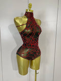 Sparkly Diamond Sexy Mesh Stretch Bodysuits Women Evening Nightclub Bar Party Show Gogo Dancer Clothing Stage Costume