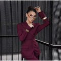 Women Solid Lapel Neck Top Pant Suit Set Elegant Full Sleeve Single Breasted Slim Coat Leg Loose Pants Suit Lady New Chic Sets