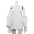 Solid Spliced Button Loose Shirts for Women Lapel Long Sleeve Temperament Minimalist Shirts Female Fashion