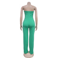 Women's Elegant Button Strapless Sleeveless Irregular Jumpsuits One Piece Metal Button Decor Overalls Outfit Night Clubwear