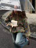 Fleece Printing Sweatshirt Women's Half-Zip Sweatshirt Fleece Loose Turtleneck pullover Female Winter Leisure Sweatshirt