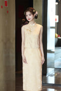 New Chinese Style Improved Sleeveless Wedding Cheongsam Autumn New High-end Wedding Banquet Toast Dress Women Qipao Dress