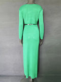 Sexy Lady Two Pieces Sets Hollow Out Crochet Knitted Suit Parti Dresses Women 2 Piece Matching Set with Midi Skirt Outfit