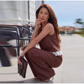 Detachable Lace Trim Vest Wide Leg Pant Set Sleeveless Crew Neck  2026 Autumn City Leisure Lady Women Elegant Minimal  Outfit