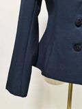 Commuting Slimming Blazer for Women Lapel Long Sleeve Spliced Button Casual Fashion Coat with Shoulders Pad Female