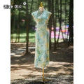 Olive Girl Romantic Qipao for Garden Wedding 2026 Fairycore Photoshoot Everyday Wear S-XXL XS-3XL Plus Size Romantic Garden Party Editorial Not Costume Qipao Cheongsam Chinese Dress Chinese Heritage Fashion Women