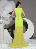 2026 New Diamond Turtleneck Bodycon Long Dress Women Sleeveless Patchwork Elegant Evening Birthday Party Dinner Wedding Gowns