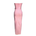 Pink Red Color Women Sexy Strapless Off the Shoulder Florals Bodycon Long Bandage Dress Celebrate Fashion Evening Party Outfit