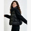 Women Cropped Puffer Jacket Stand Collar Cable Knit Sleeves Patchwork Zip Up Lightweight 2026 Lady Quilted Winter Warm Outerwear