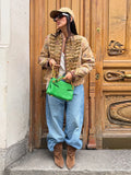 Fashion Printed Embroidery Women's Jacket Knot Button  Long Sleeves Loose Coat Chic 2026 Spring Autumn New High Street Lady Wear