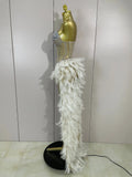 Sparkly Rhinestones Feathers Long Tail Bodysuits Sexy Mesh Transparent Stage Dress Evening Party Celebrate Luxury Birthday Dress