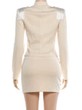Chic Two Piece Sets for Women Tassel Epaulet Embroidered Hook and Eye Placket Cropped Jacket Mini Skirt for Party