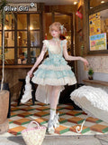 Olive Girl Romantic Lolita Dress for Ren Faire 2026 Fairycore Photoshoot S-XL XS-3XL Plus Size Romantic Cottagecore Garden Party Editorial Not Costume Lolita Dress Chinese Heritage Fashion Women