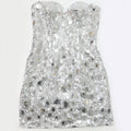 New Luxury Sequin Rhinestone Dress Sexy Off Shoulder Bodycon Mini Dresses Women Birthday Party Club Evening Clothing
