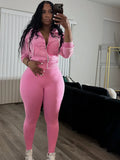 Sporty 2 Piece Set Woman Tracksuit Fall Trend Warm Hooded Zip Jacket+Leggings Matching Street Casual Stretch Outfits