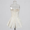 Solid Slimming Spliced Ruffles Fold Dresses for Women Strapless Sleeveless Patchwork Zipper Dress Female Clothing