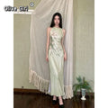 Olive Girl Green Romantic Dress for Garden Wedding 2026 Fairycore Photoshoot Everyday Wear S-XXL XS-3XL Plus Size Romantic Cottagecore Garden Party Editorial Not Costume Dress Chinese Heritage Fashion Women