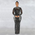 Women Rhinestone Dress with Bodysuit 2 Piece Set Sexy See Through Hot Drilling Evening Gowns Birthday Bodycon Party Dress