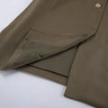 Retro Khaki Shorts Set for Womenstand Collar Sleeveless Cape Vest High Waist Shorts Office Two Piece Sets Female