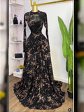 Women Long Sleeve Floral O-neck High Split Big Swing A-line Maxi Dress 2026 Birthday Vacation Trendy Dresses Vestidos