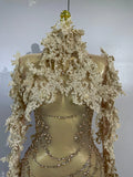 Sexy Embroidery Sequins Sparkly Diamonds Long Sleeves Mesh Mini Dress Birthday Evening Party PhotoShoot Nightclub Stage Costume