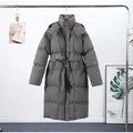Warm Stand Neck Cotton Long Coats Women Elegant Single Breasted Zipper Belt Lace Up Outwear Female Winter Chic High Streetwear