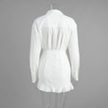 Lace Up Shirt Dress Women's Summer New Vacation Lazy Solid Lapel Bodycon Irregular Shirt Dress Female Travel Beach Dress